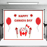 Lofaris White Red Balloons Flag Happy Canada Day Backdrop